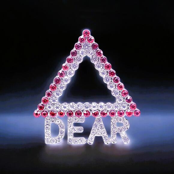 Delta Sigma Theta Brooch Red Rhinestone Rectangle Featuring DEAR - Picture 3 of 4